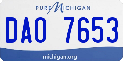 MI license plate DAO7653