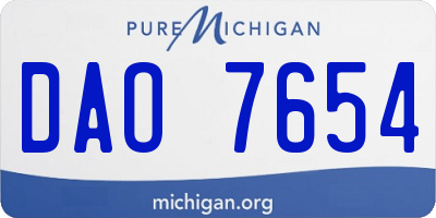 MI license plate DAO7654