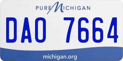 MI license plate DAO7664