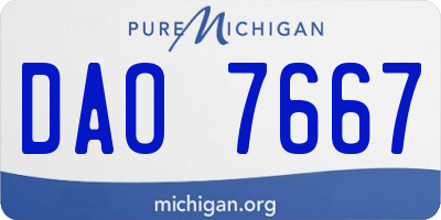 MI license plate DAO7667