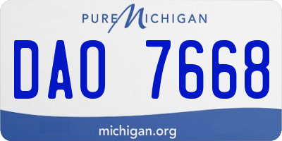 MI license plate DAO7668