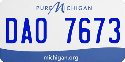 MI license plate DAO7673