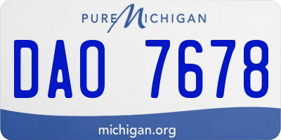MI license plate DAO7678
