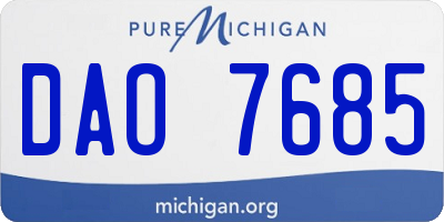 MI license plate DAO7685