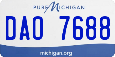 MI license plate DAO7688