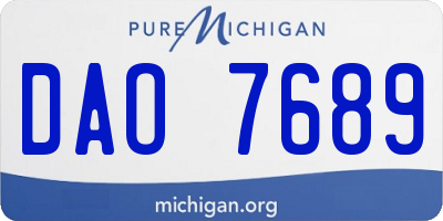 MI license plate DAO7689