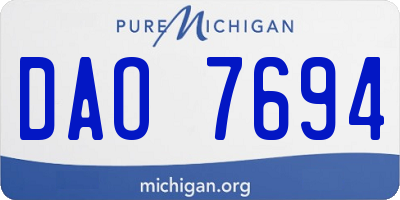 MI license plate DAO7694