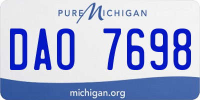 MI license plate DAO7698