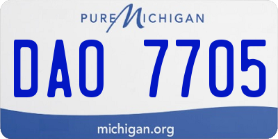 MI license plate DAO7705