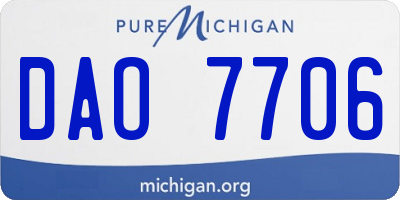 MI license plate DAO7706