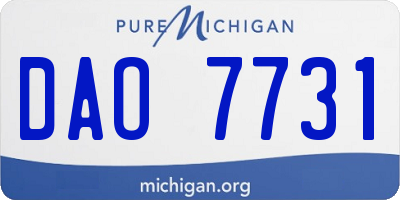 MI license plate DAO7731