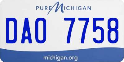 MI license plate DAO7758