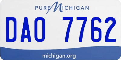 MI license plate DAO7762