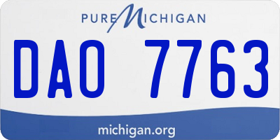 MI license plate DAO7763