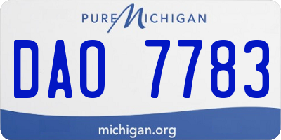 MI license plate DAO7783