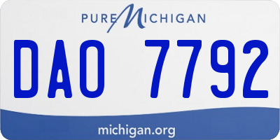 MI license plate DAO7792