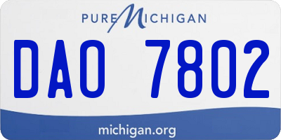 MI license plate DAO7802