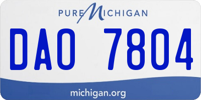 MI license plate DAO7804