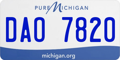 MI license plate DAO7820