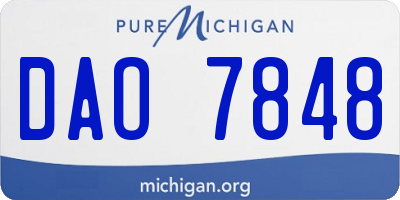 MI license plate DAO7848