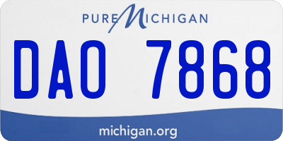 MI license plate DAO7868