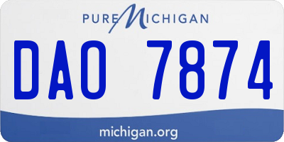 MI license plate DAO7874