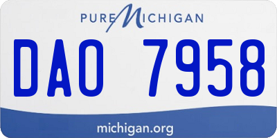 MI license plate DAO7958