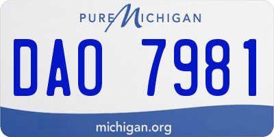 MI license plate DAO7981