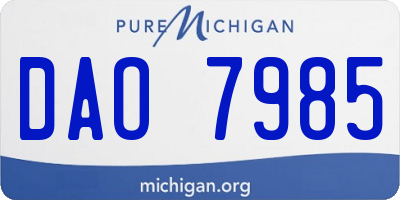 MI license plate DAO7985