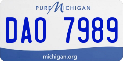 MI license plate DAO7989