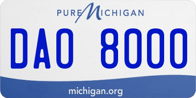 MI license plate DAO8000