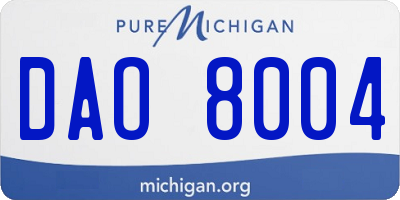 MI license plate DAO8004