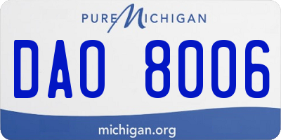 MI license plate DAO8006