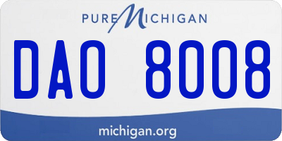 MI license plate DAO8008