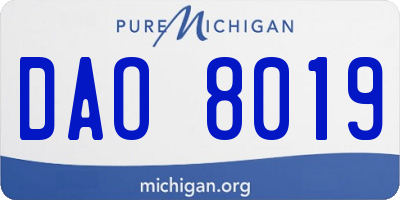 MI license plate DAO8019