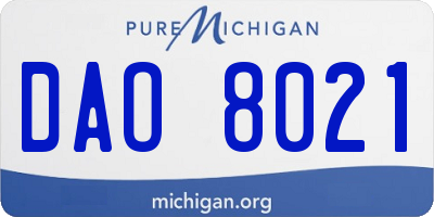 MI license plate DAO8021