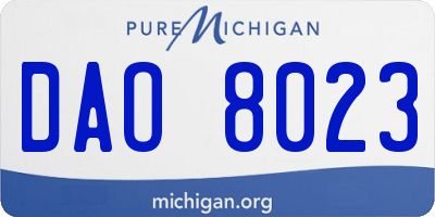 MI license plate DAO8023