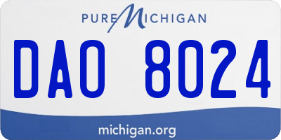 MI license plate DAO8024