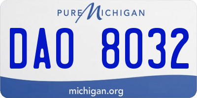 MI license plate DAO8032