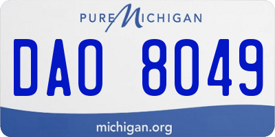 MI license plate DAO8049