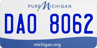 MI license plate DAO8062