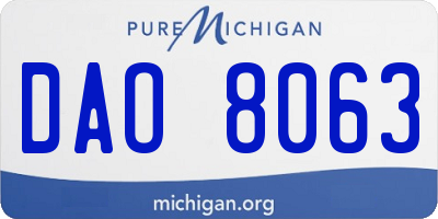MI license plate DAO8063