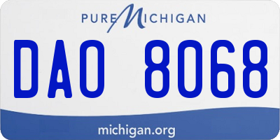 MI license plate DAO8068