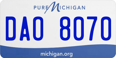 MI license plate DAO8070