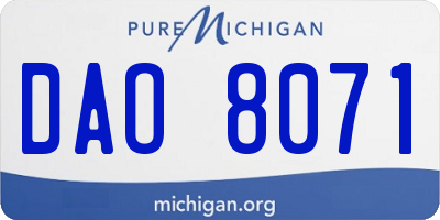 MI license plate DAO8071
