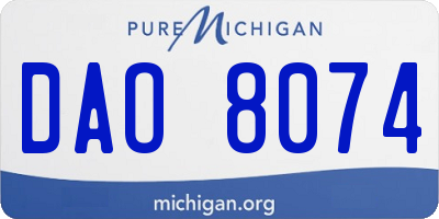 MI license plate DAO8074