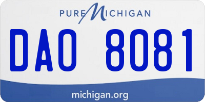 MI license plate DAO8081