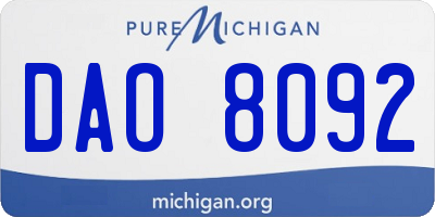 MI license plate DAO8092