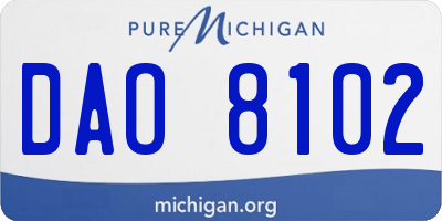 MI license plate DAO8102