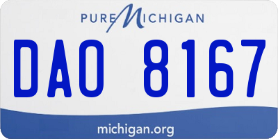 MI license plate DAO8167